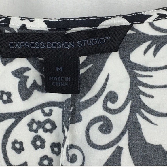 Express 100% silk Black & White Sleeveless Top M - Picture 7 of 9